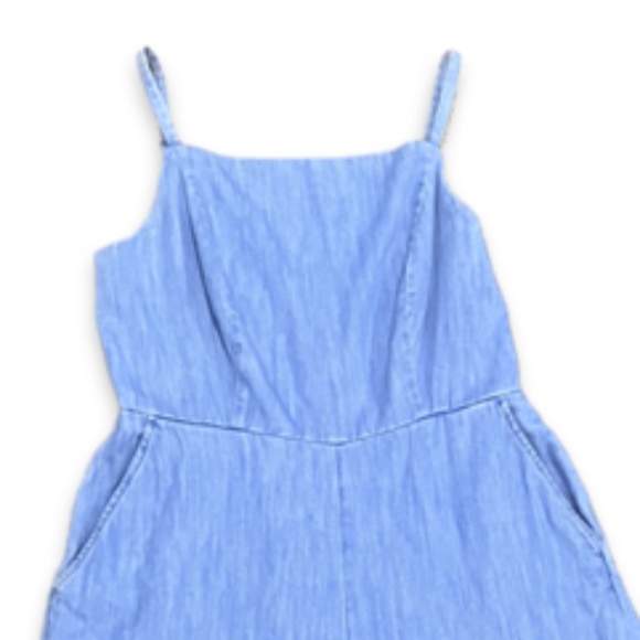 Jumpsuit Wide Leg Silhouette Size Medium Petite Blue - Picture 2 of 7